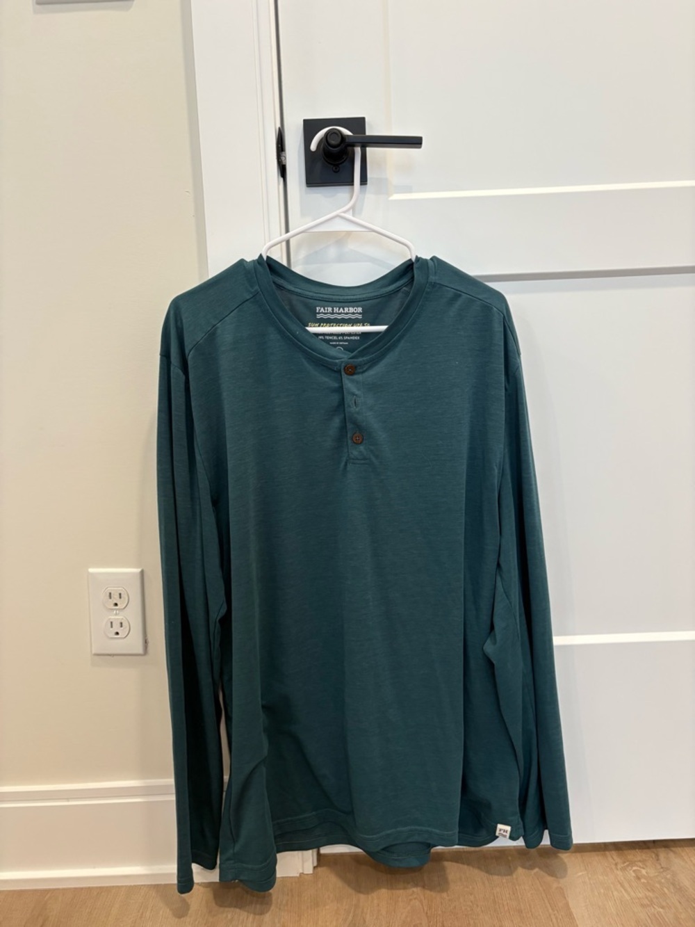 Fair Harbor Men's Long-Sleeve Henley in Teal Green